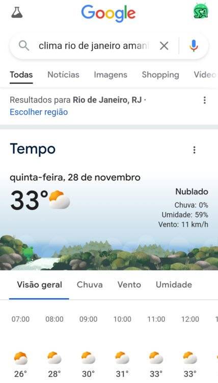 widget de pesquisa Google clima