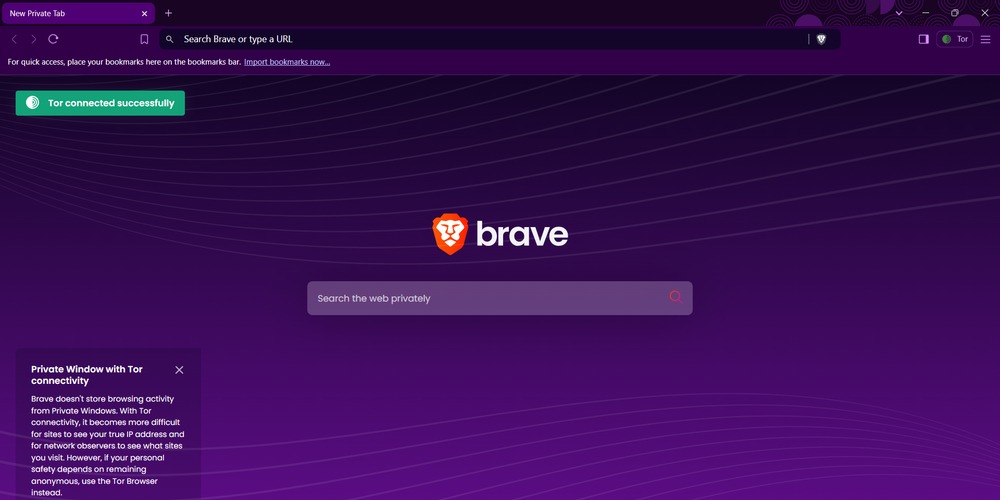 brave navegação privada com tor