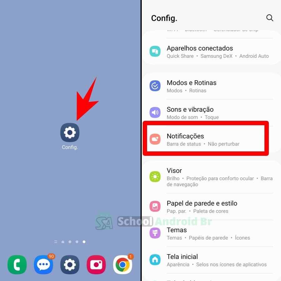 menu de configuração e notificação no android