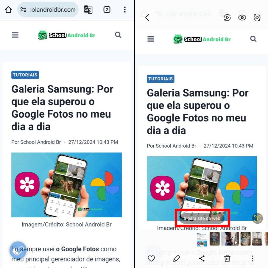 print do site school android br mostrando recurso de origem nas capturas de tela do galaxy