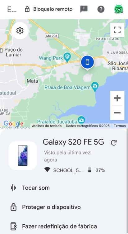 Alerta de ativação de área de baixo tráfego do Google Encontre Meu Dispositivo