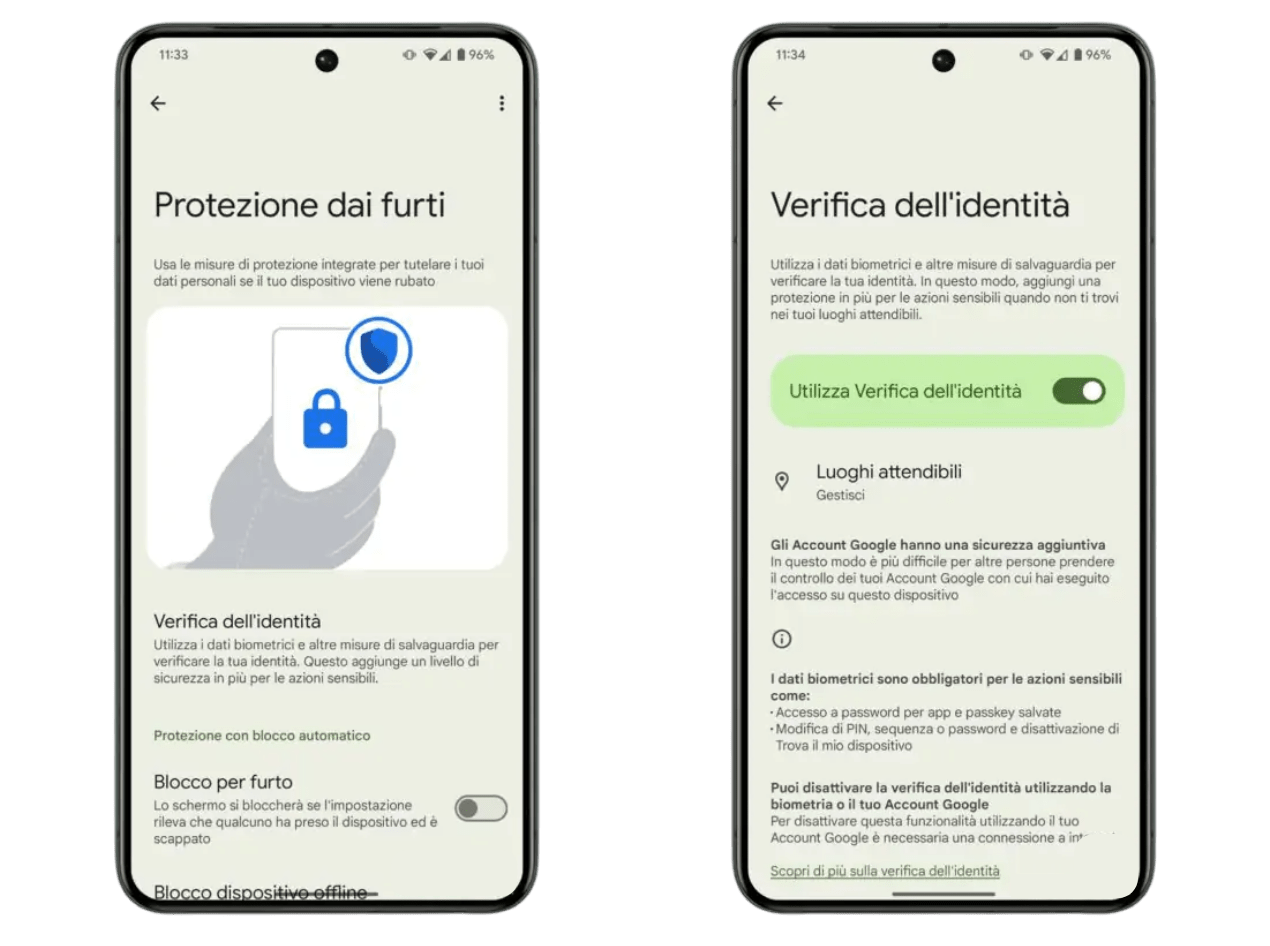 Android 15 - Verificação de identidade pacote de proteção contra roubo