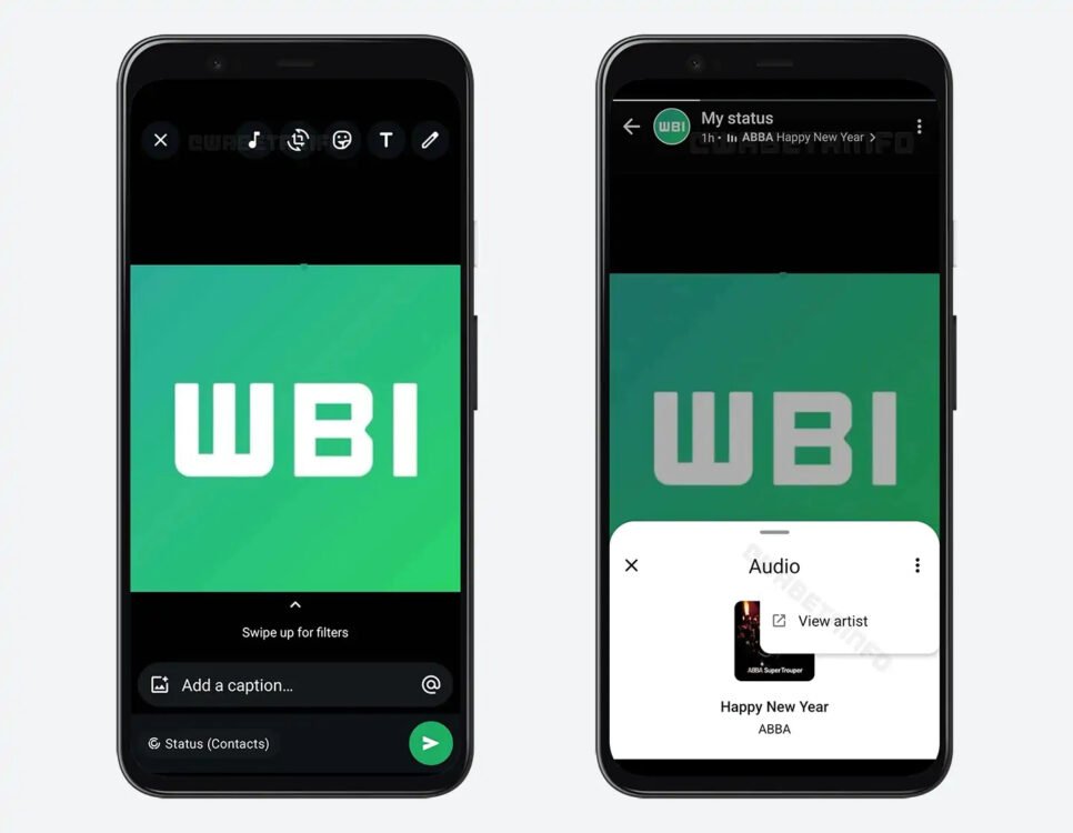 Atualizações de status de música beta do WhatsApp