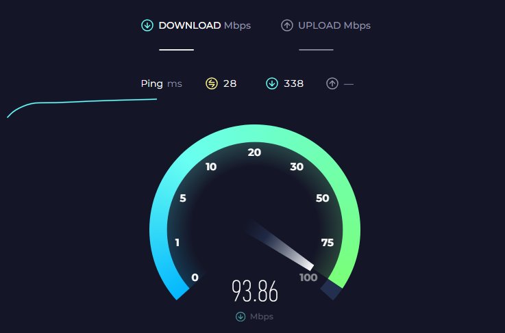 Captura de tela do teste de velocidade speedtest: velocidade da internet