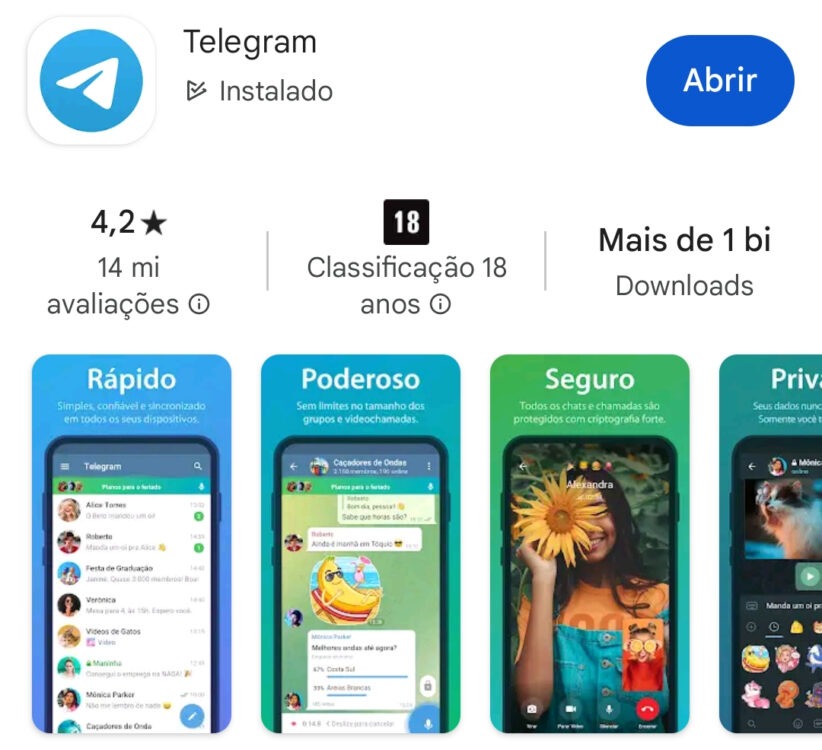 Telegram captura de tela