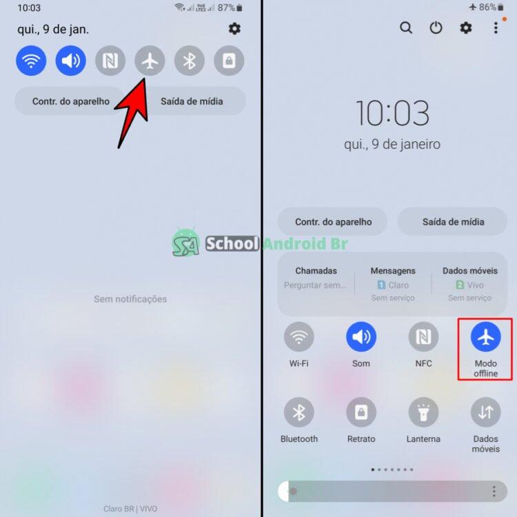ativando modo avião no android