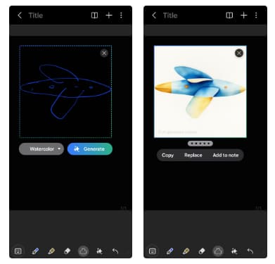 desenhando no Samsung notes e imagem gerada por ia