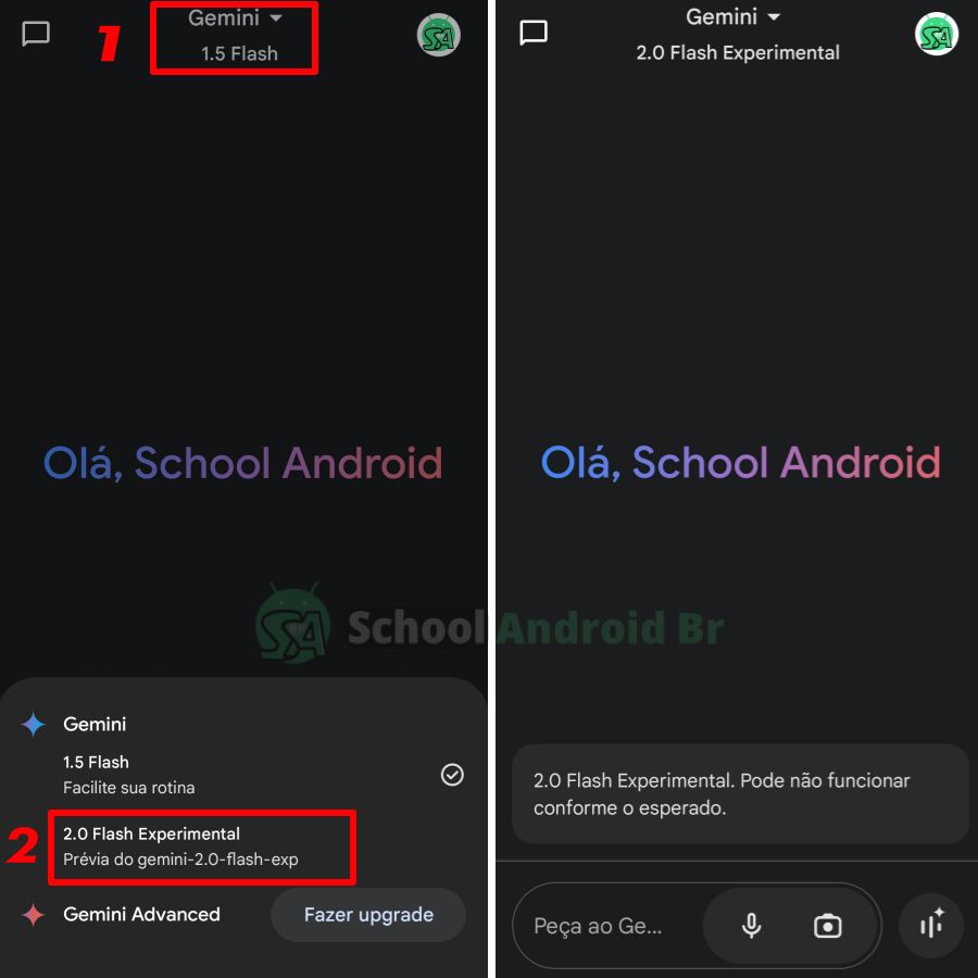 gemini 2.0 flash experimental aplicativo móvel