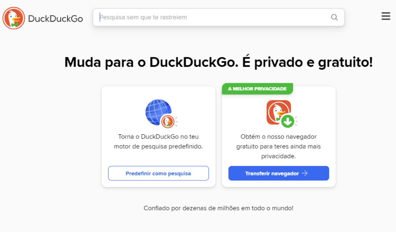 página inicial do navegador duckduckgo