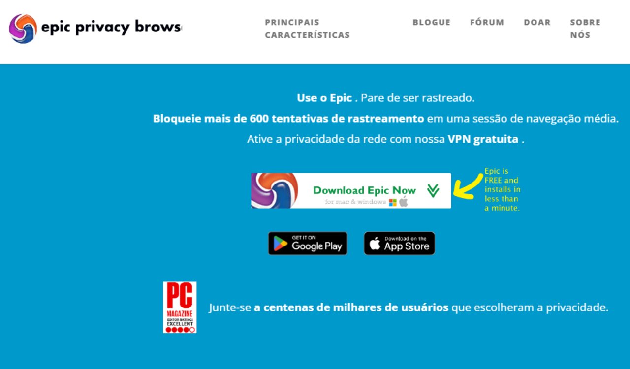 página inicial do navegador epic privacy browser navegadores anônimos