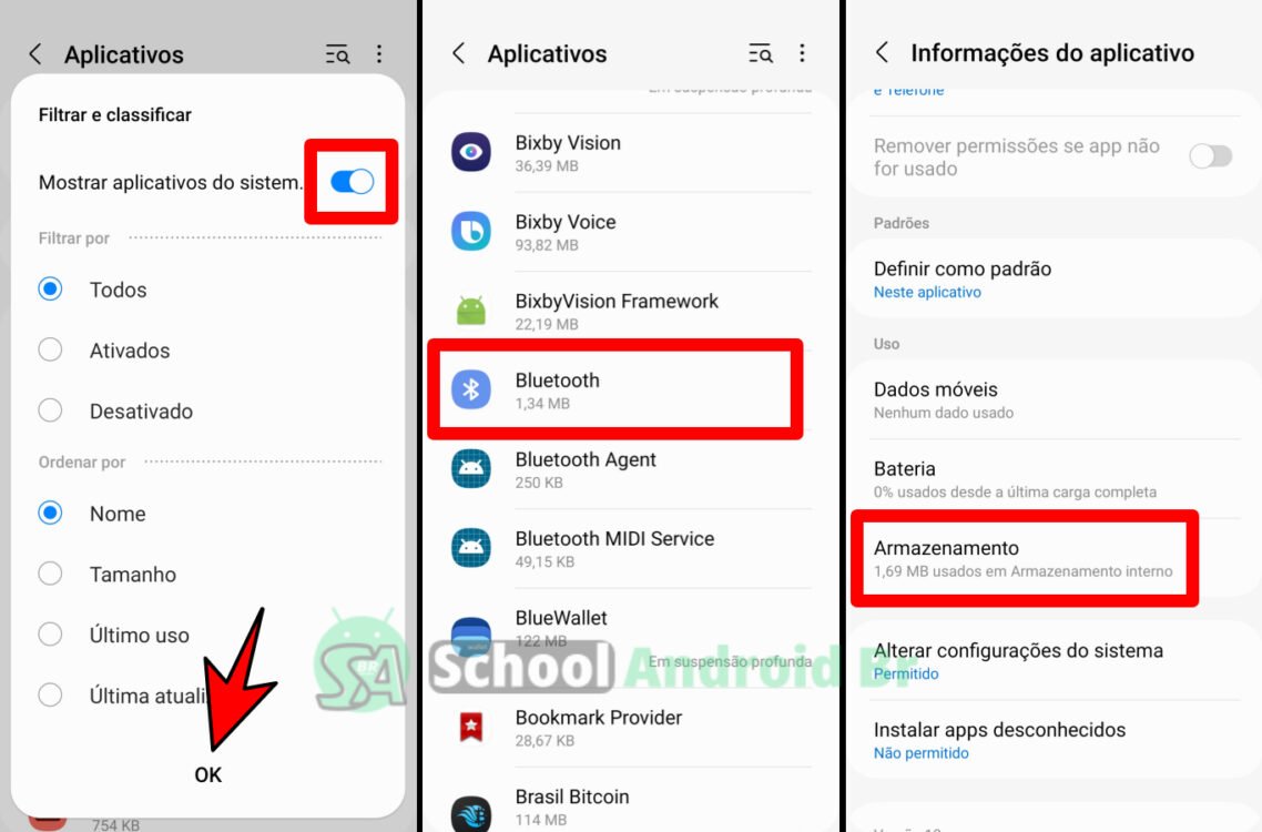 passos para limpar dados e cache android