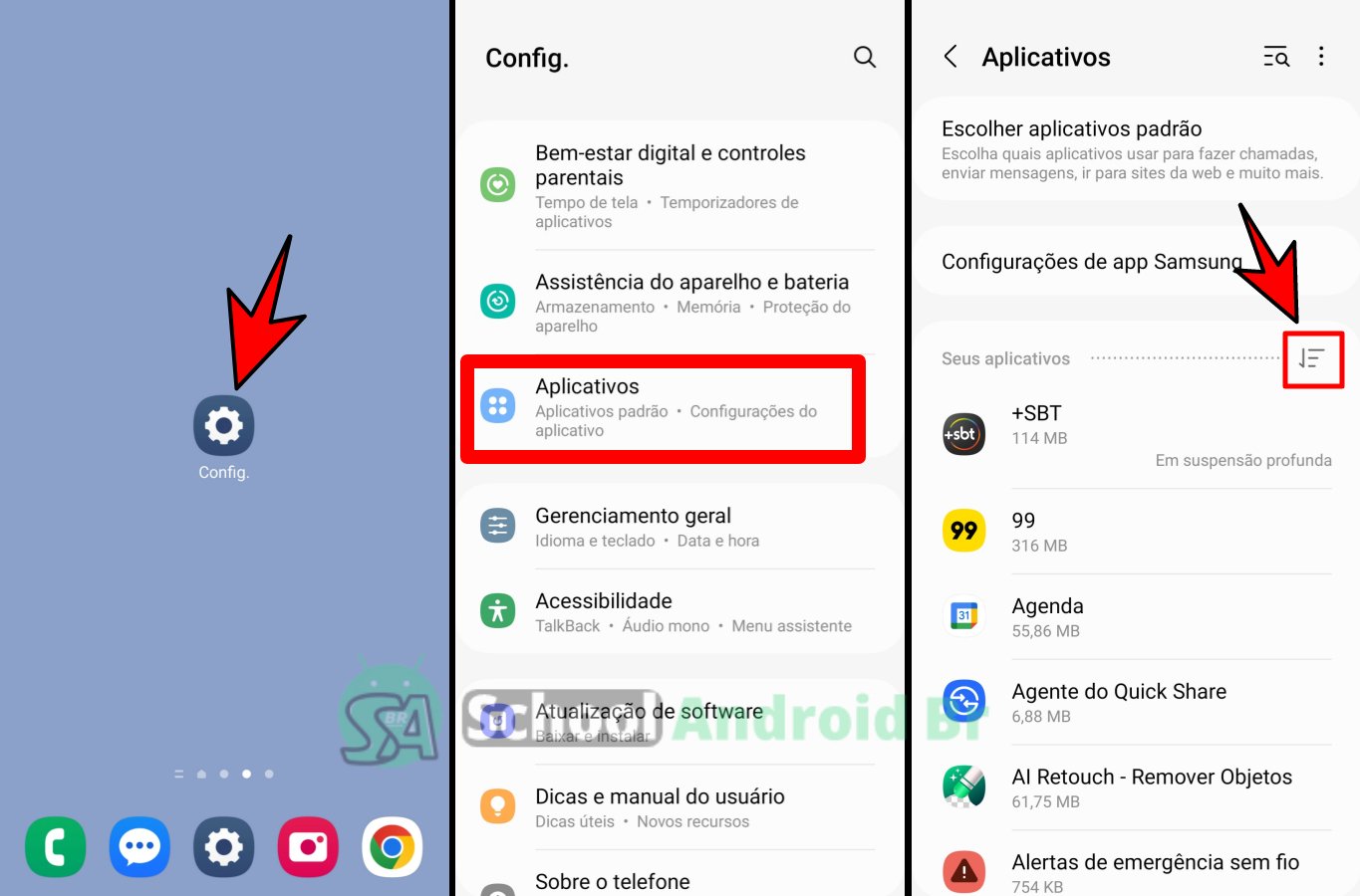 passos para limpar dados e cache android