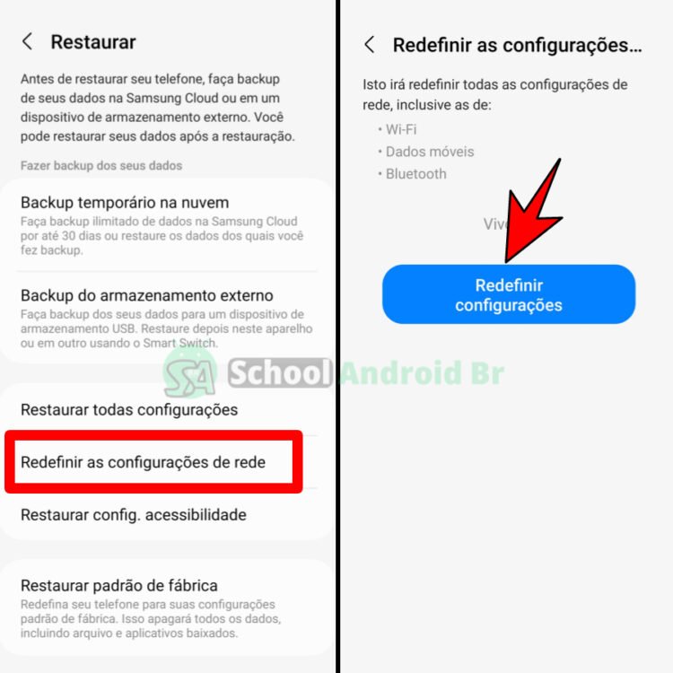 passos para redefinir configurações bluetooth