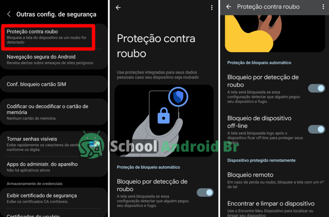 proteção contra roubo no Android