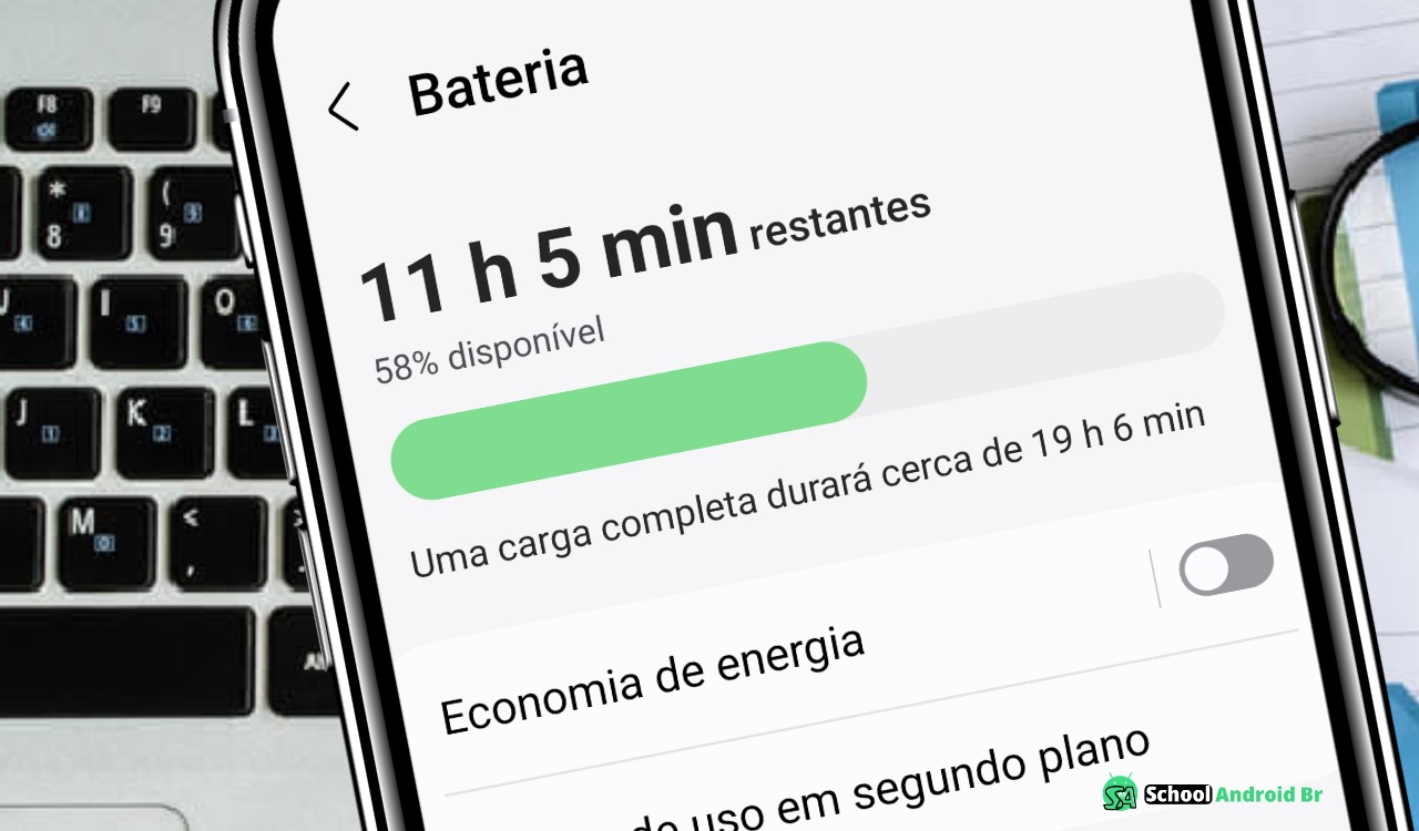 smartphone com informações sobre a capacidade da bateria