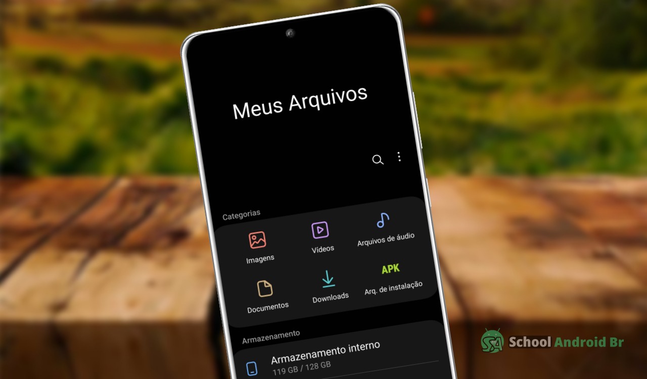 tela do menu aplicativo gerenciador de arquivos celular Samsung