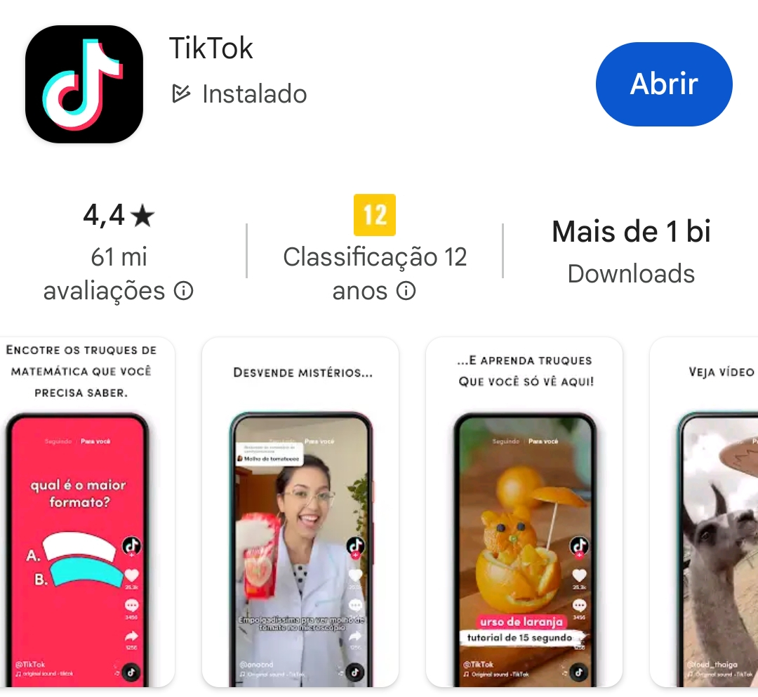 tiktok captura de tela loja google play store