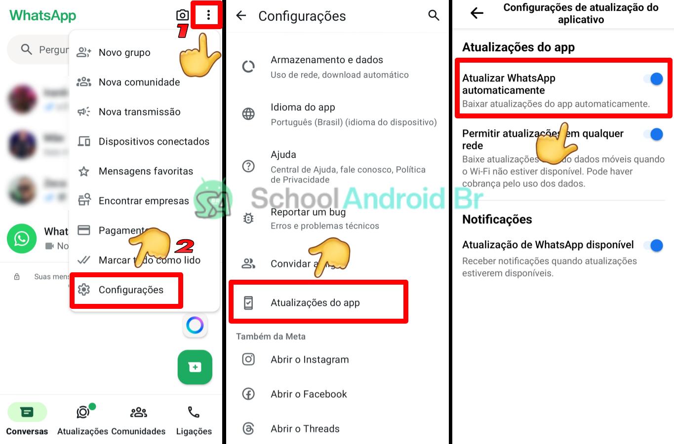 Como ativar atualizações automáticas no WhatsApp (guia) - School Android Br Ativar atualizações automáticas no WhatsApp pelas Configurações do app