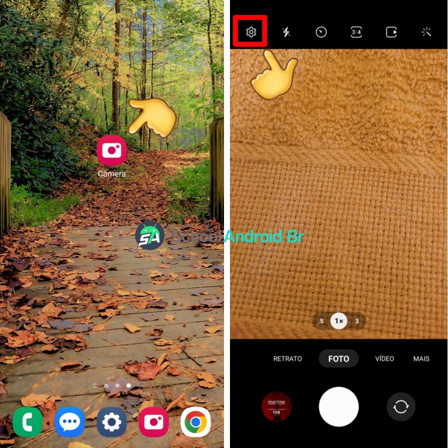 Funções da câmera Samsung: faça isso e melhore suas fotos - School Android Br Câmera celular Samsung acessando as configurações