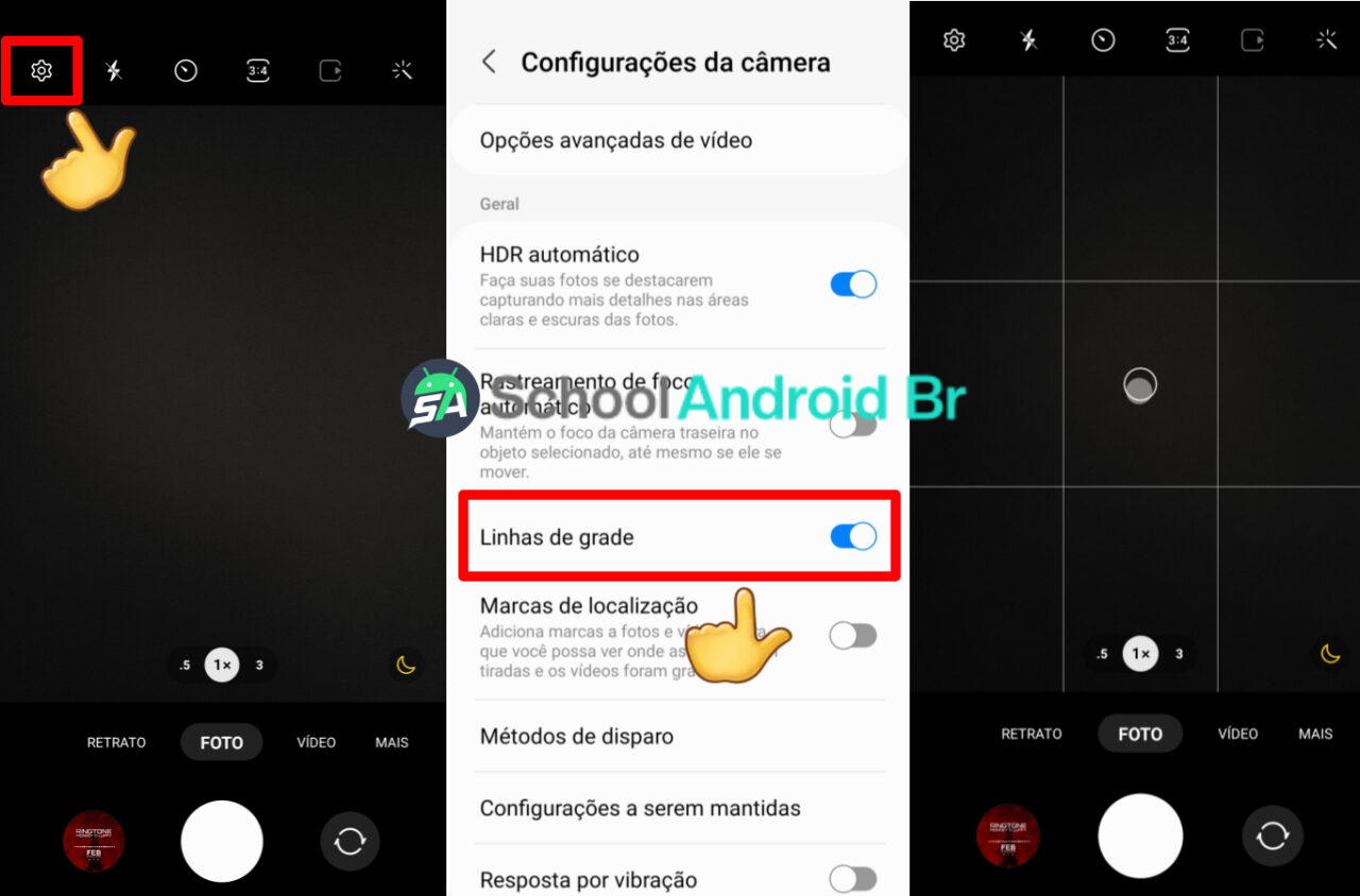 Funções da câmera Samsung: faça isso e melhore suas fotos - School Android Br Celular Samsung Configurações da câmera Linhas de grade