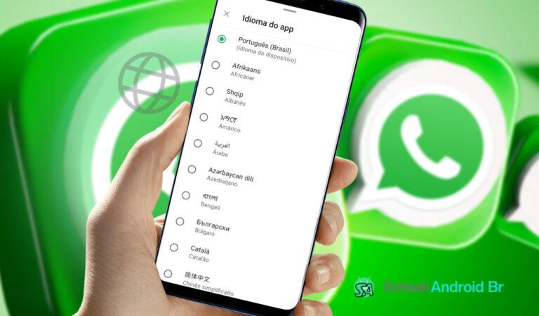 Como mudar o idioma do WhatsApp no celular ou PC: Guia - School Android Br Ilustração do WhatsApp mostra o menu para alterar o idioma do aplicativo