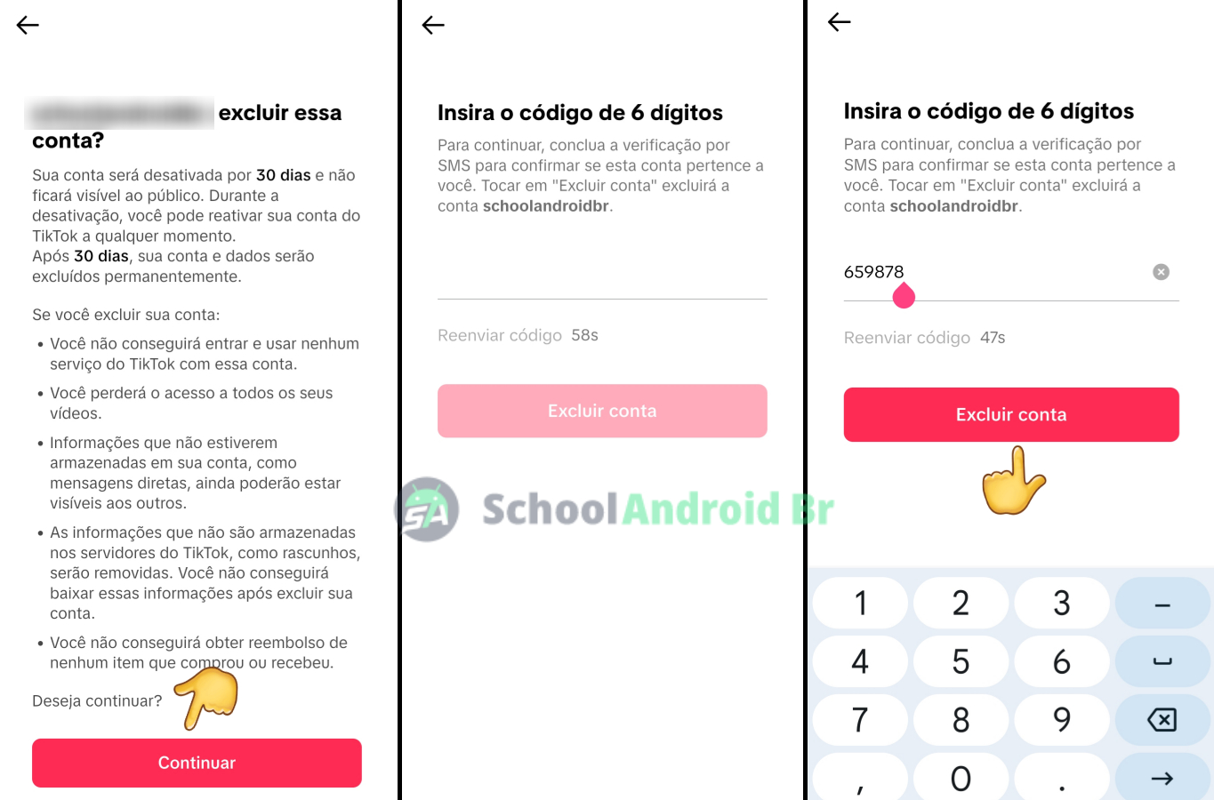 Como excluir sua conta do TikTok? Veja o passo a passo - School Android Br Confirmando a exclusão da conta do TikTok