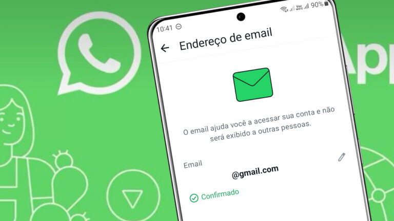 Celular Android mostrando na tela conta com email no WhatsApp