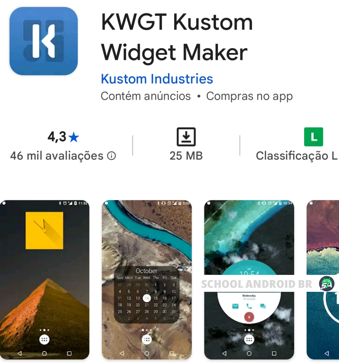 Ilustração Google Play Store aplicativo kwgt kustom widget maker