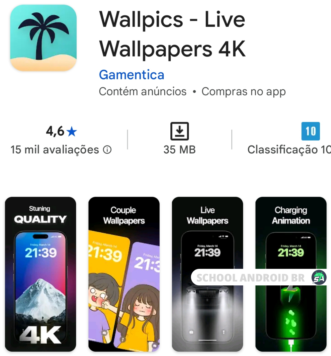 Ilustração Google Play Store aplicativo wallpics