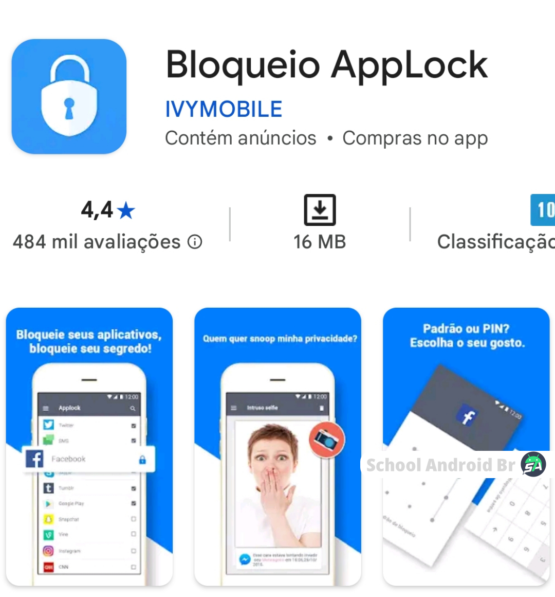 Imagem ilustração Google Play Store aplicativo Bloqueio AppLock