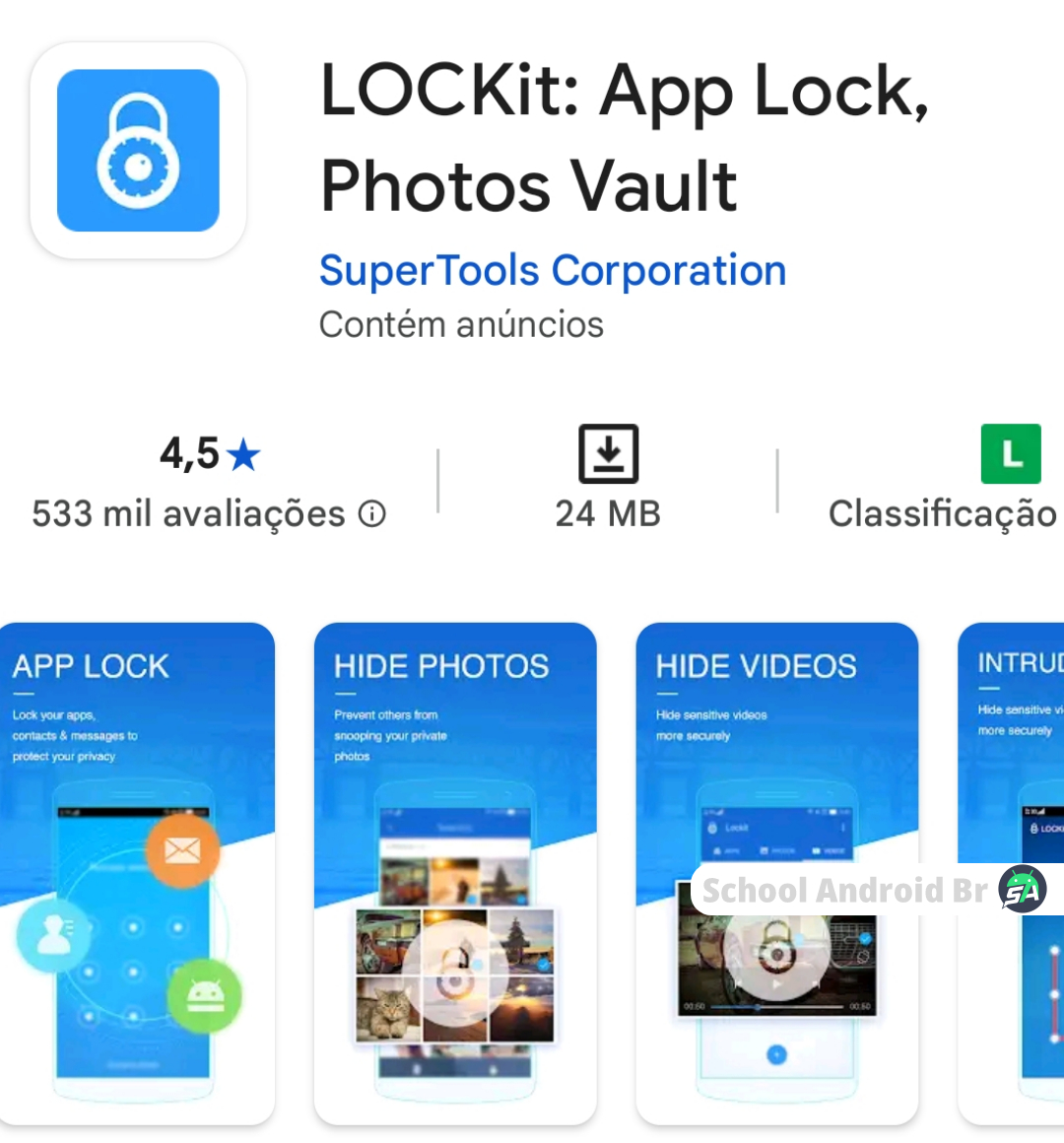 Imagem ilustração Google Play Store aplicativo LOCKit