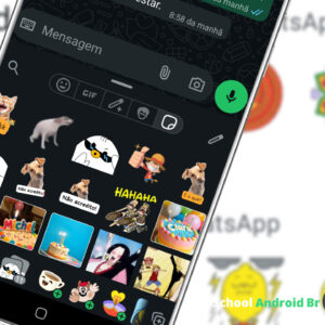 Tela do WhatsApp mostrando a aba de figurinhas no Android