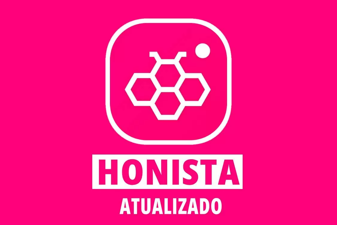 Logo grande do Honista ao centro, com o texto 'Honista atualizado' abaixo e fundo na cor característica do aplicativo