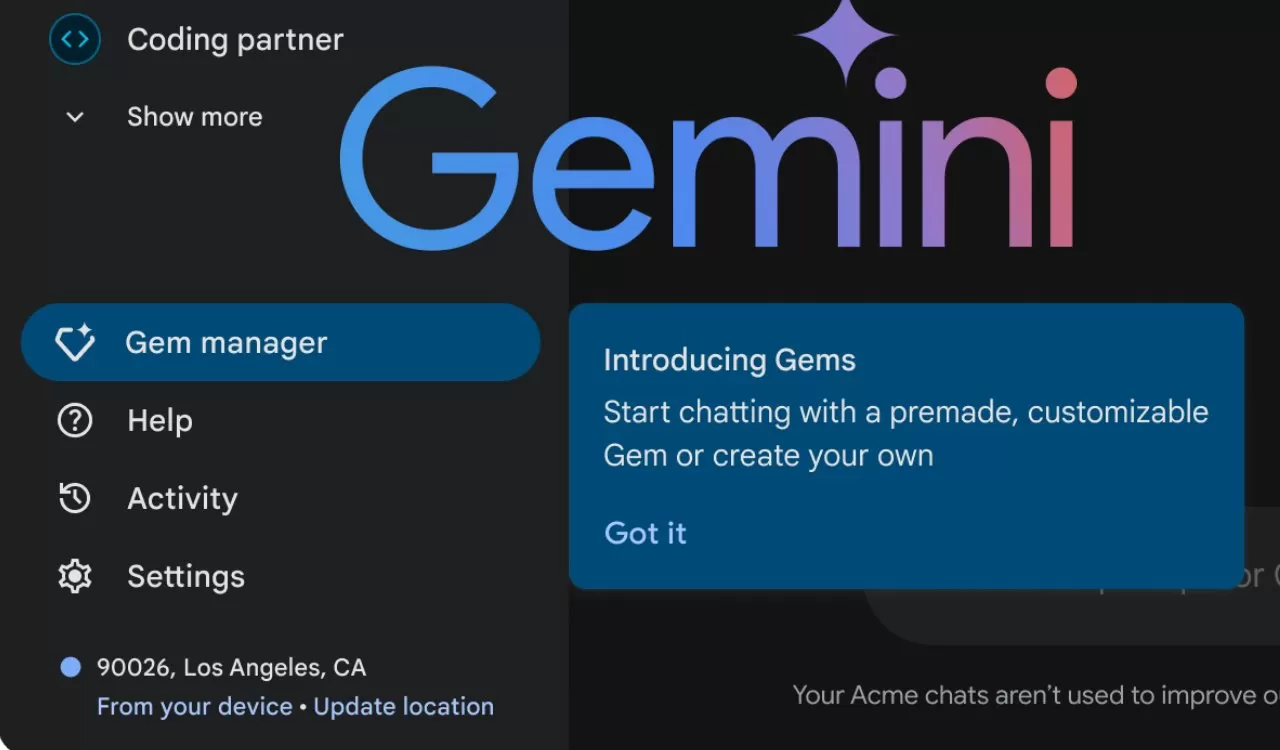 personalize Gemini com Gens