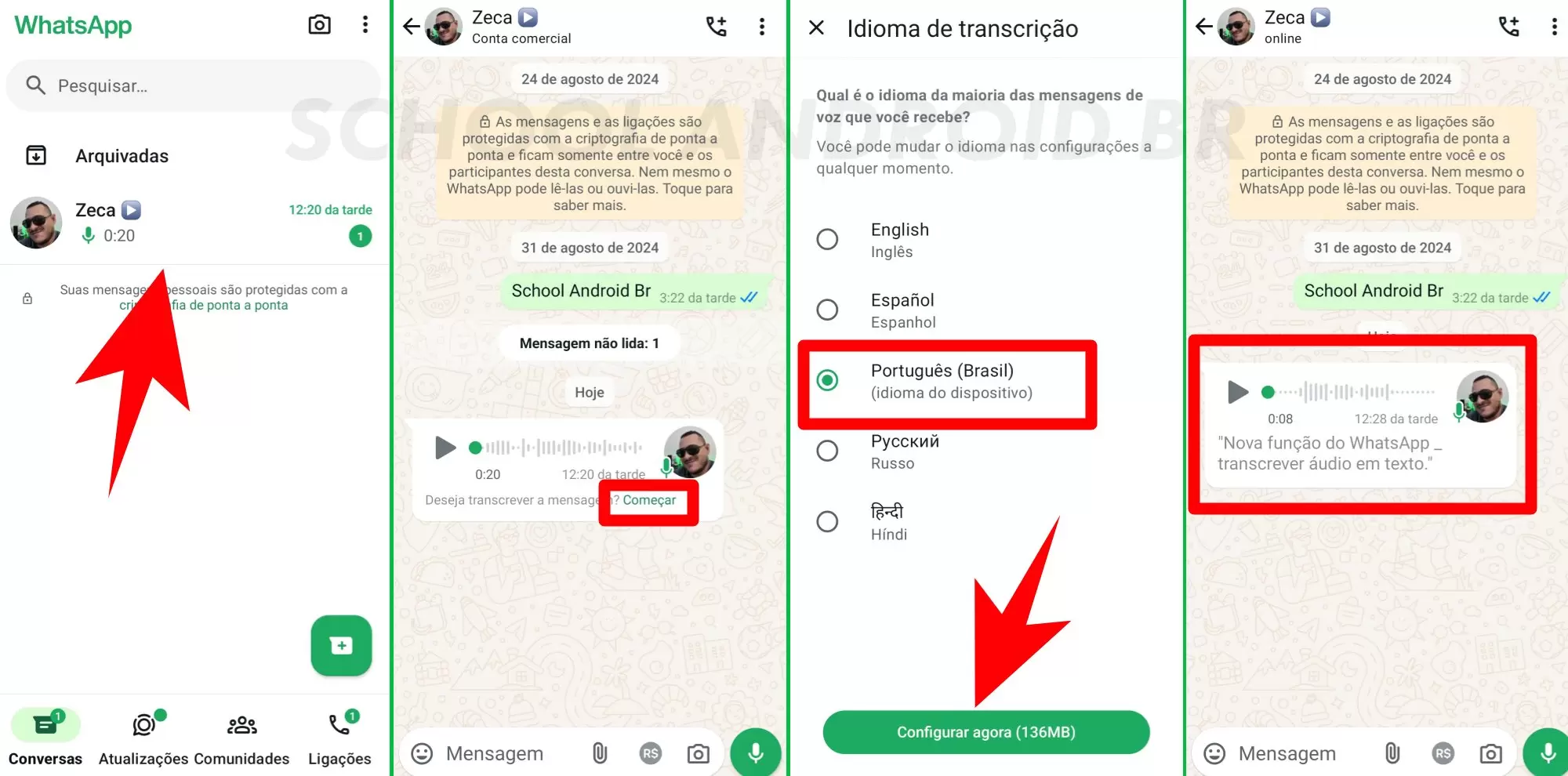 Transcrever áudios no WhatsApp