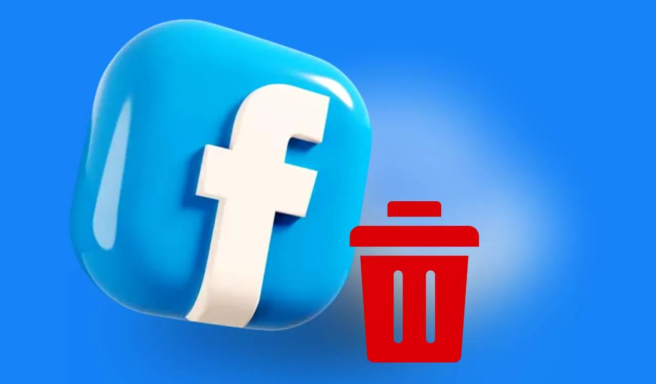 Facebook logo com ícone de lixeira