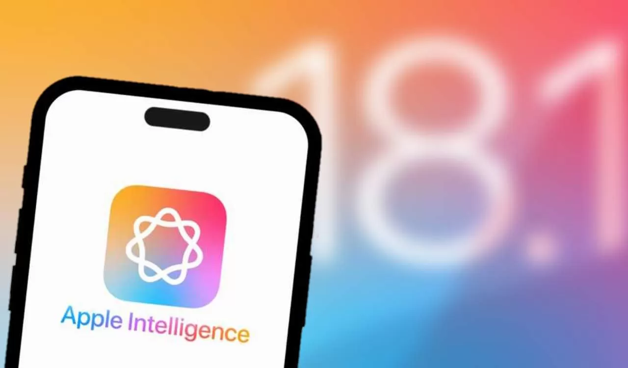 logotipo da inteligência da Apple aparecendo em um iPhone