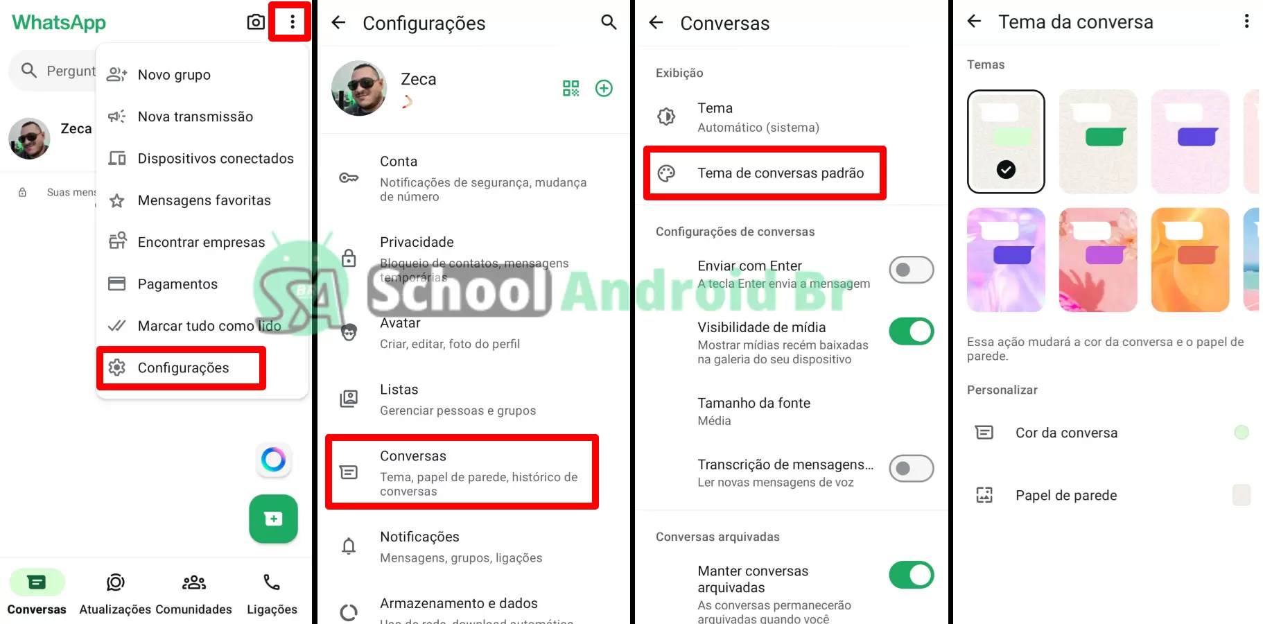 acesso a temas de conversas pelas configurações do Whatsapp