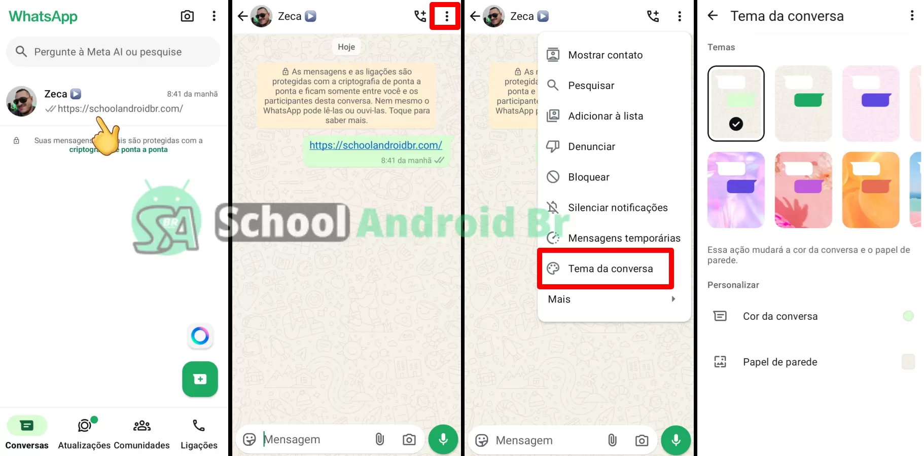 acesso a temas de conversas pelo bate papo do Whatsapp