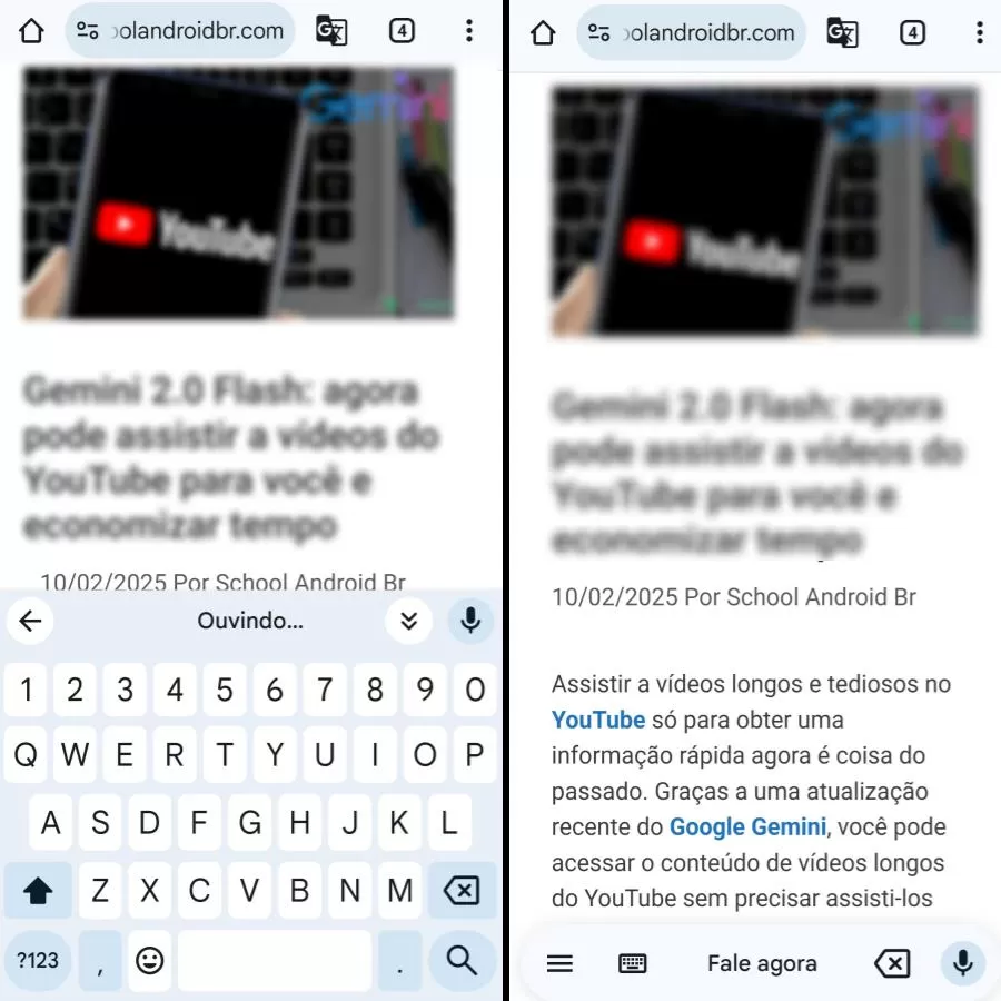 comando de reescrita de digitação por voz do assistente do Gboard